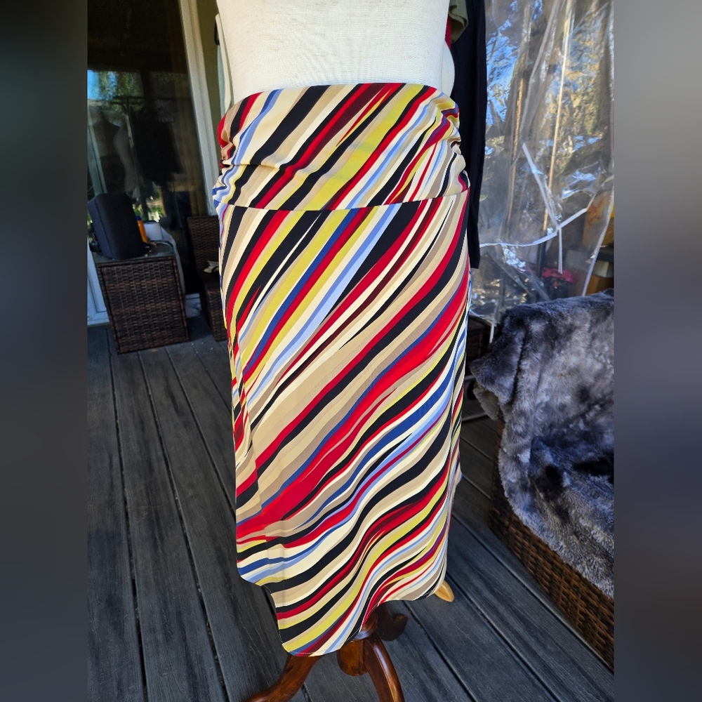 Bcbgmaxazria Multicolor Diagonal Stripe Midi Skir… - image 2